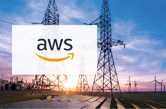 AWS logo on a background of grid infrastructure