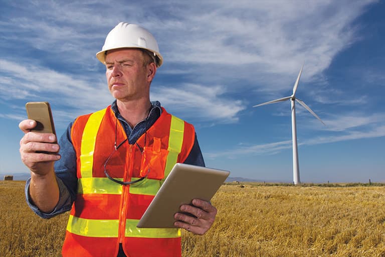 Digital workers and utility workers use remote operations software | mobile software | GE 
