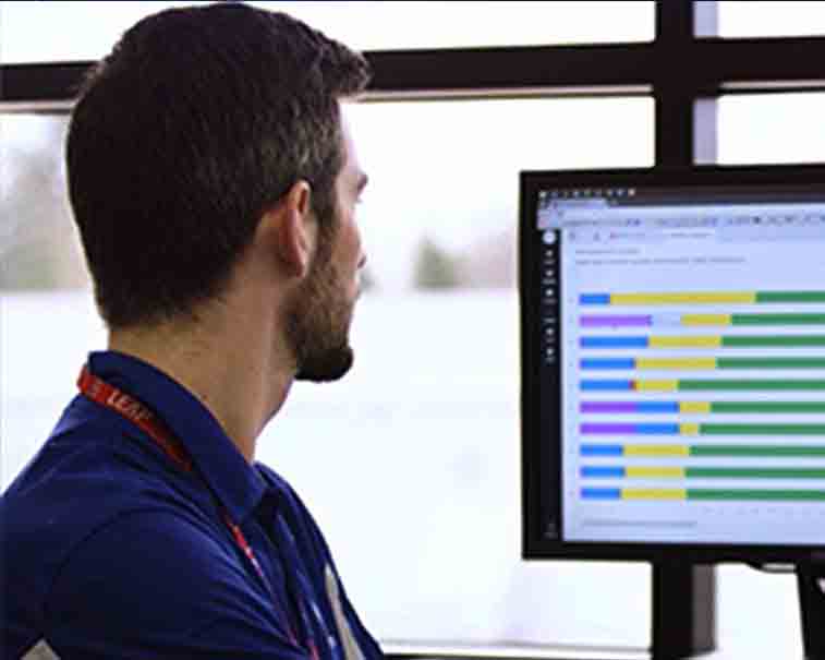 Engineer using GE Digital software for predictive analytics