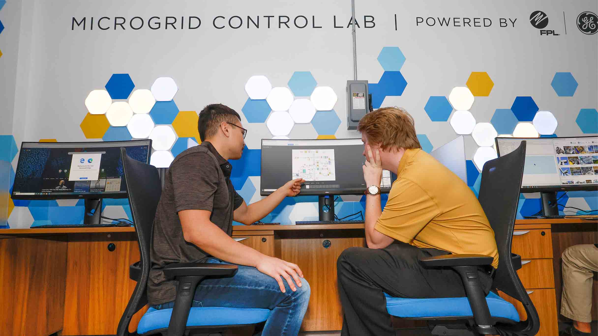 The UCF Microgrid Control Lab simulates the control center of a microgrid, a type of self-sufficient energy system