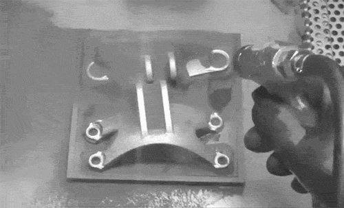 Hot off the 3-D printer is this jet engine bracket, which is one of the ten finalists in GE’s 3-D Printing Design Quest challenge. GE called on the maker community to design stronger but lighter brackets and received over 700 entries from all over the world. The ten finalists will undergo mechanical tests at GE Global Research in upstate New York.