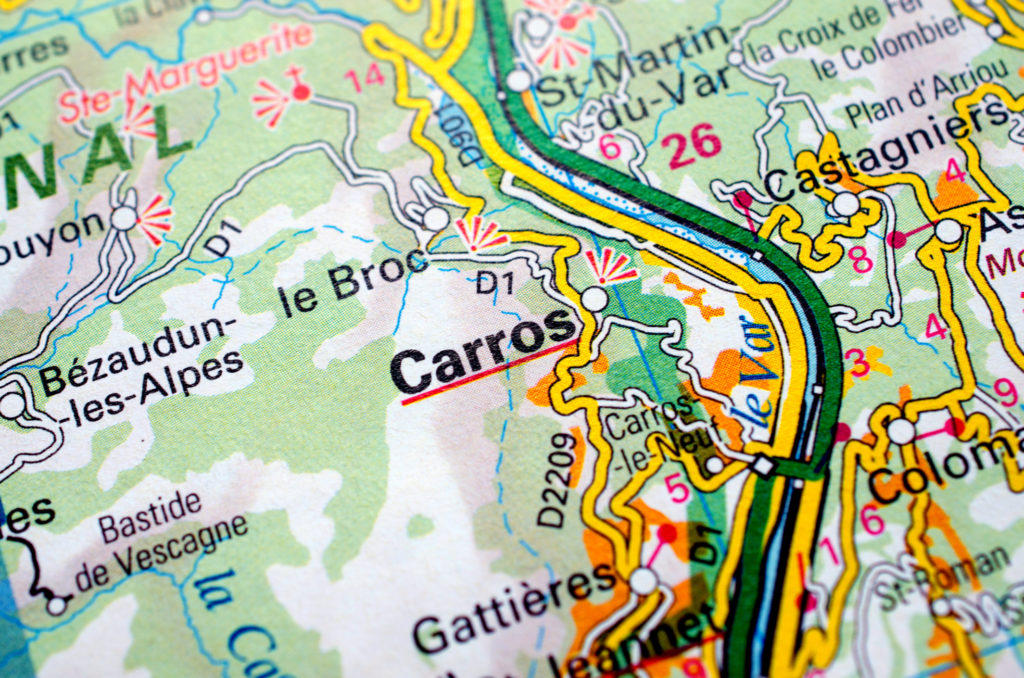 Carros on road map