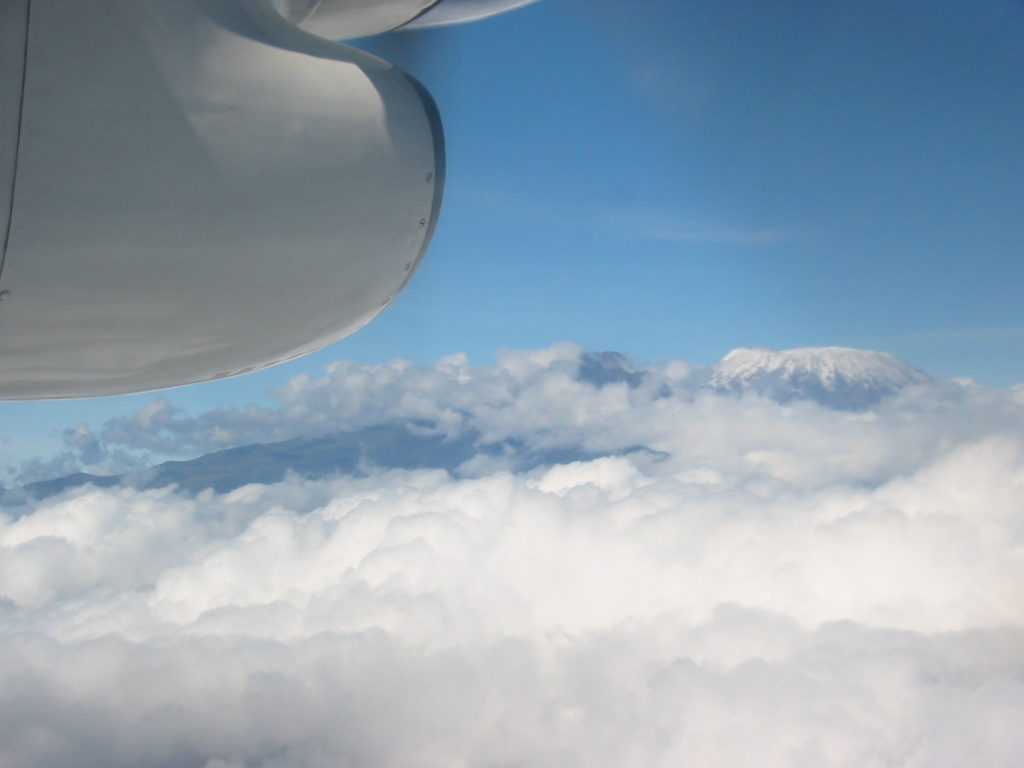 GE Turboprop with Mount Kilimanjaro in background