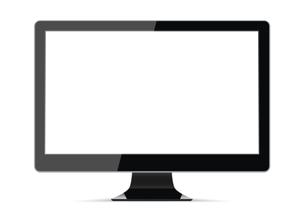 Computer display with blank white screen