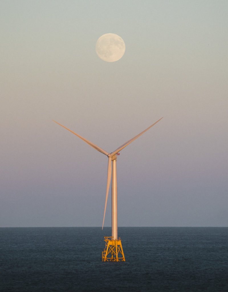 Moonrise Over Wind Turbine