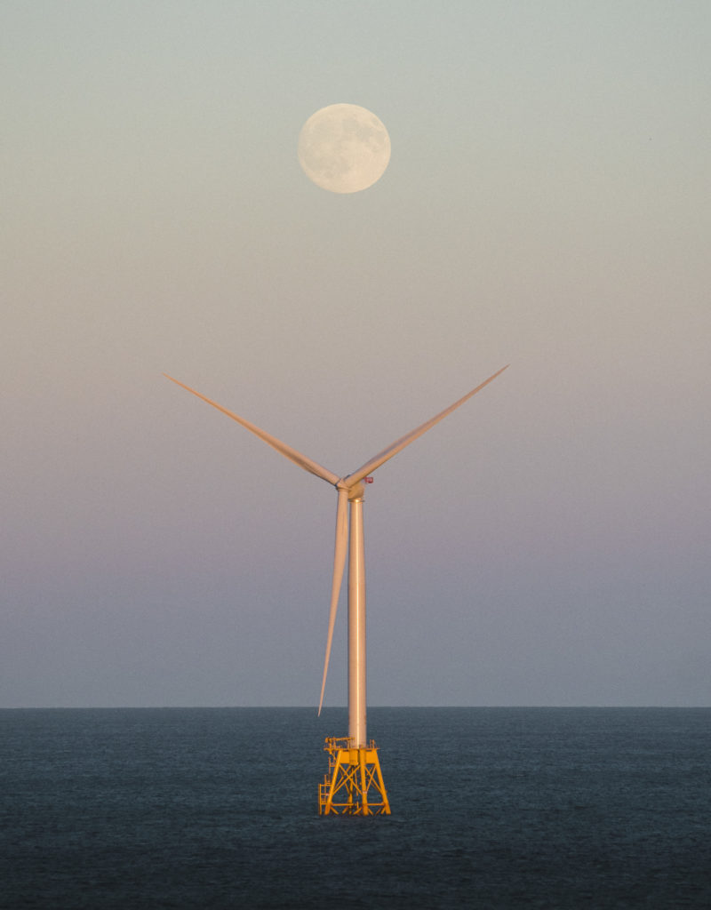 Moonrise Over Wind Turbine