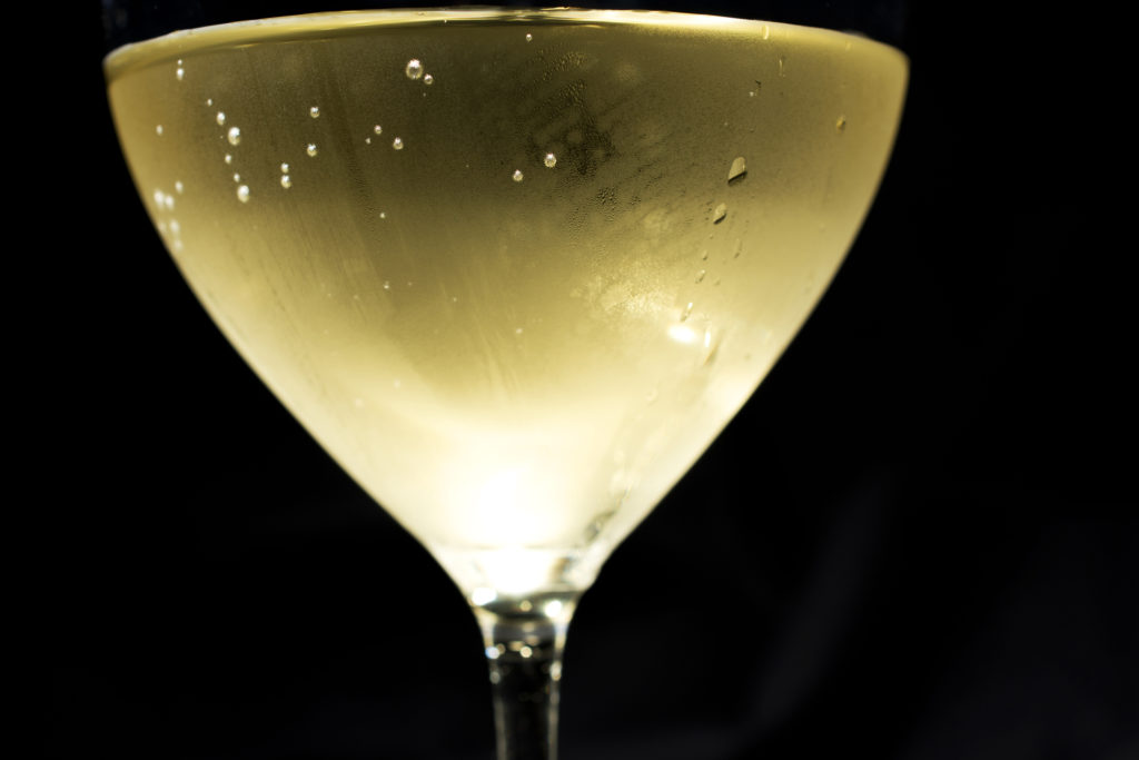 Crystal glass with white wine