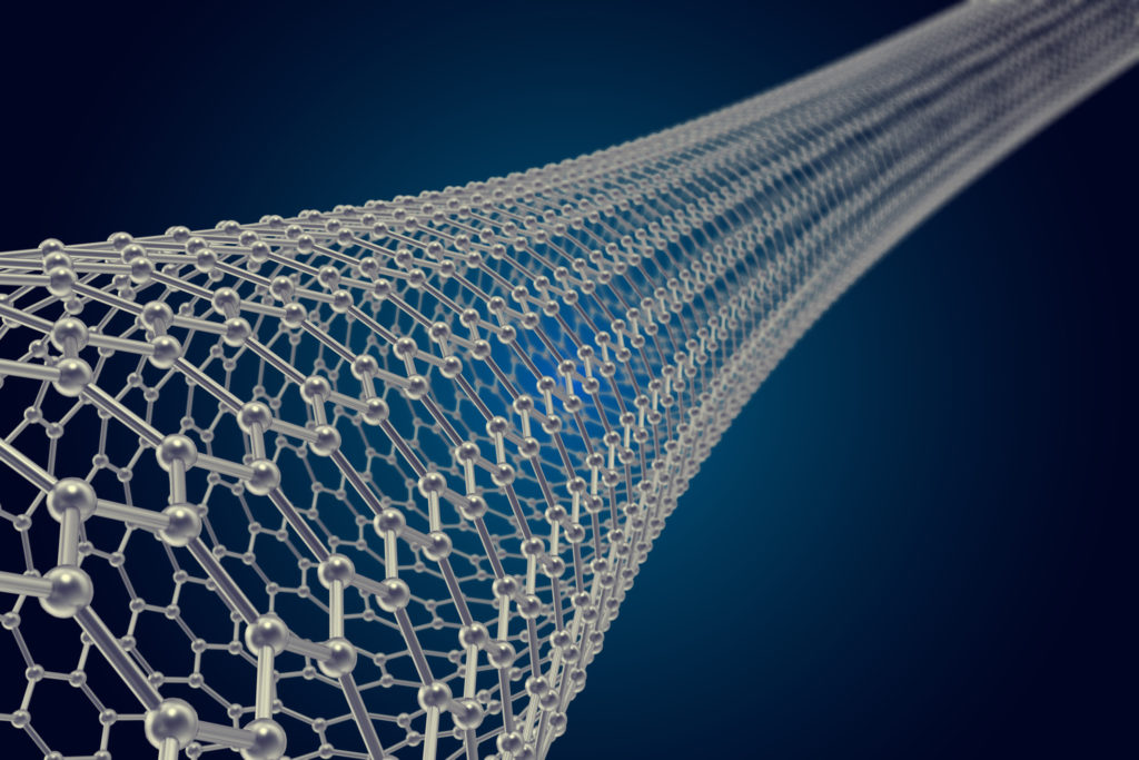 The structure of the graphene tube of nanotechnology 3d illustration