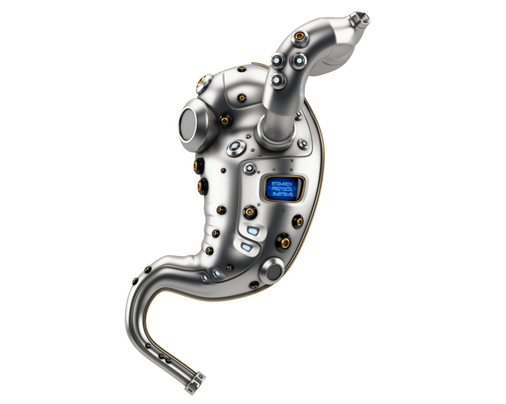 Artificial robotic internal organ - metal stomach with sensor