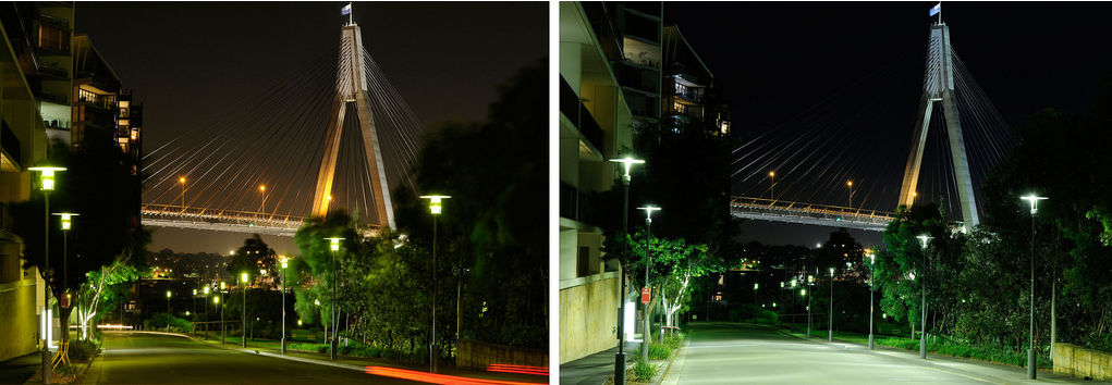  /><br />
<br />
<em>True hue: Sydney's ANZAC Bridge viewed from Pyrmont, before and after the <a href=