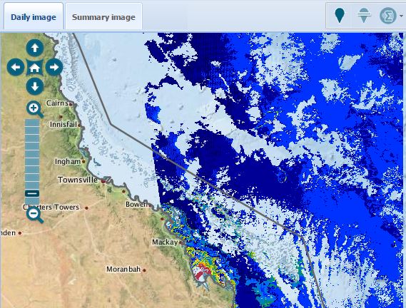  /></a><br />
<br />
<em>The tool shows the concentration of Chlorophyll-a on the reef. Chlorophyll-a, reflecting wavelengths in the green part of the visible light spectrum, is the substance that helps plants capture the sun’s energy, indicates the presence of microscopic green algae (phytoplankton). While these plants are a natural part of the reef ecosystem, elevated numbers (a bloom) of phytoplankton signal elevated nutrient levels, especially nitrogen, in the water.</em> <em>Image source: <a href=