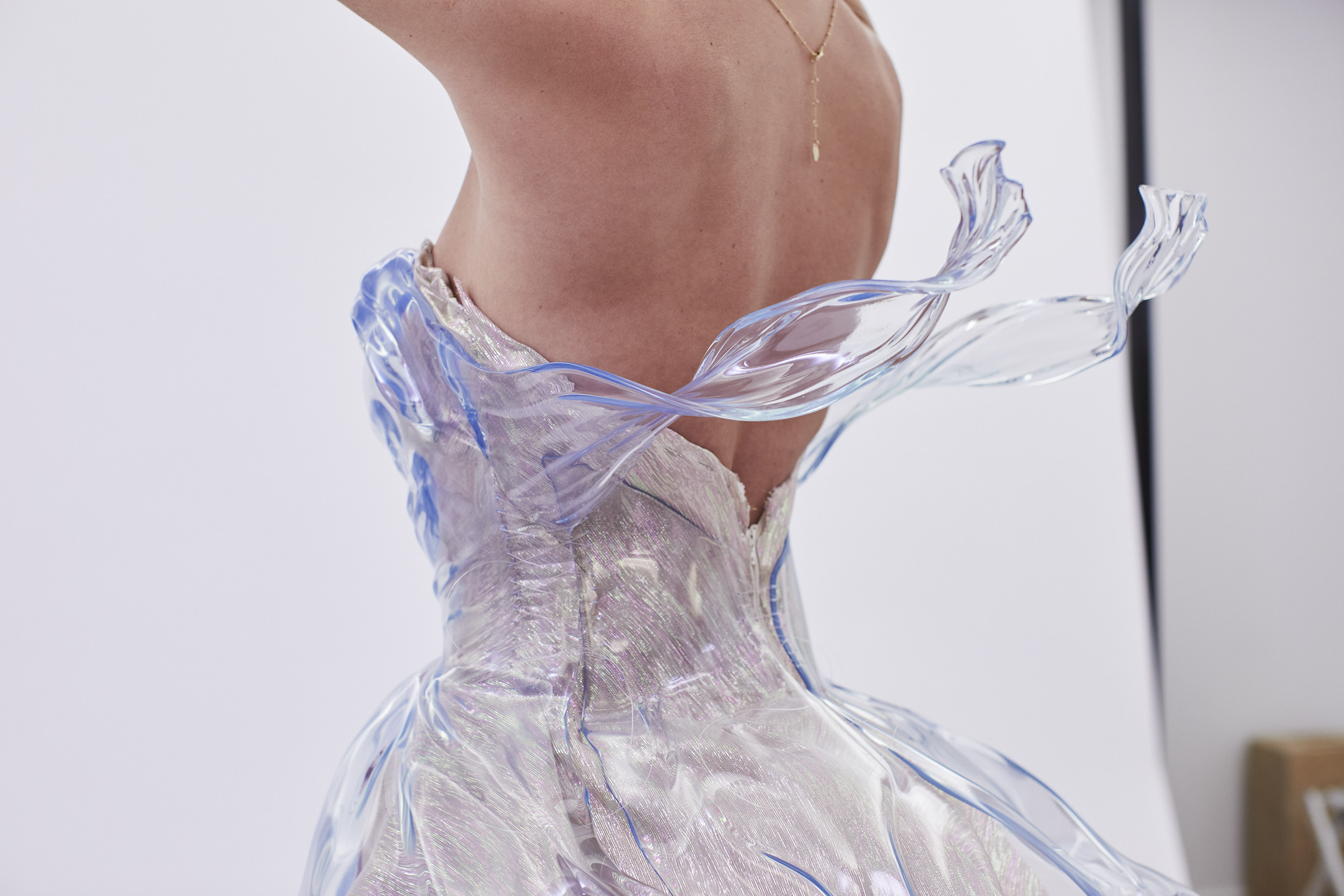 Zac Posen 3D printed glass dress worn by Nina Dobrev to 2019 met gala   Instagram