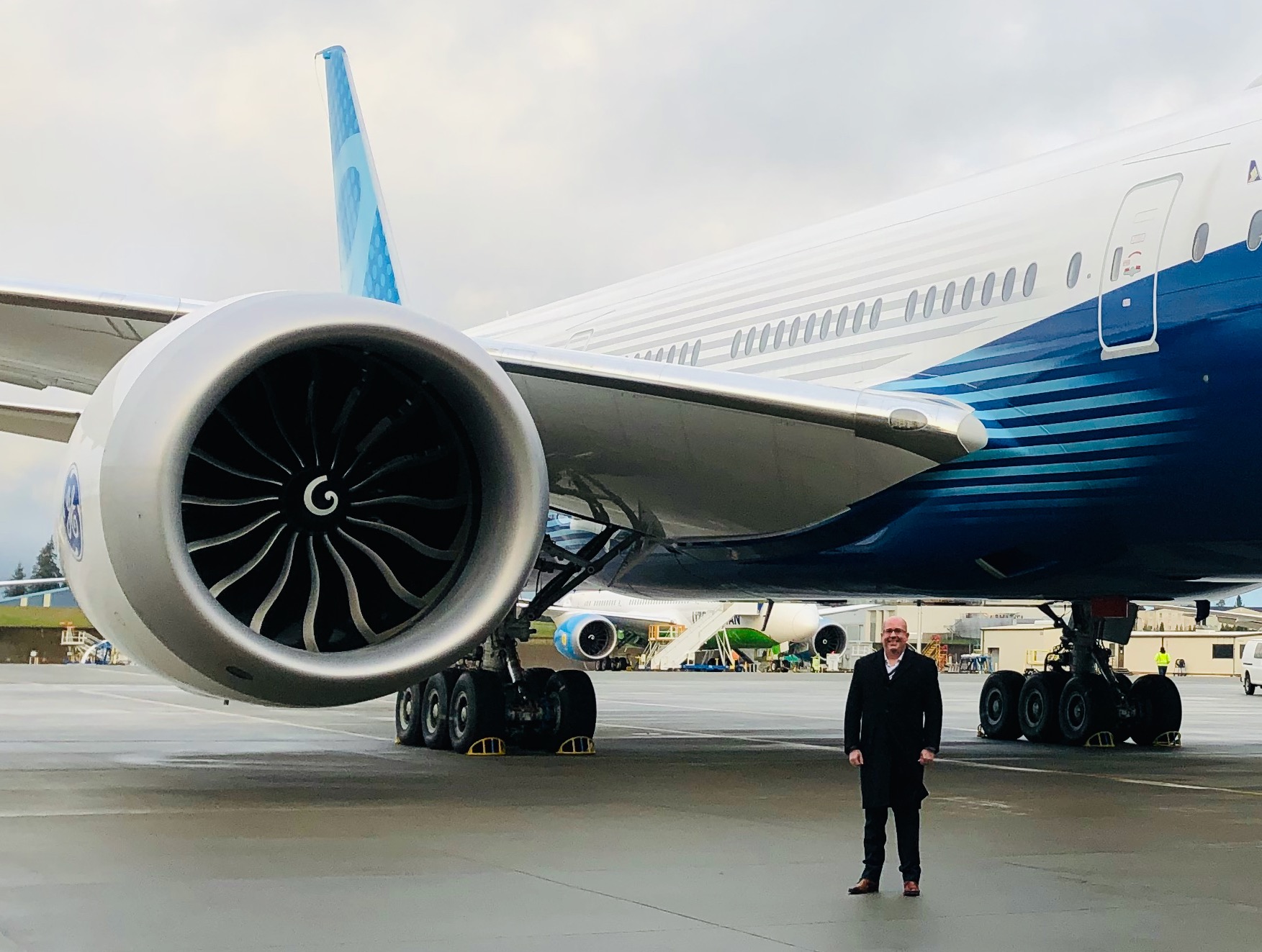 Harper helped develop the GE9X jet engine for the Boeing 777X. Image credit: Travis Harper.